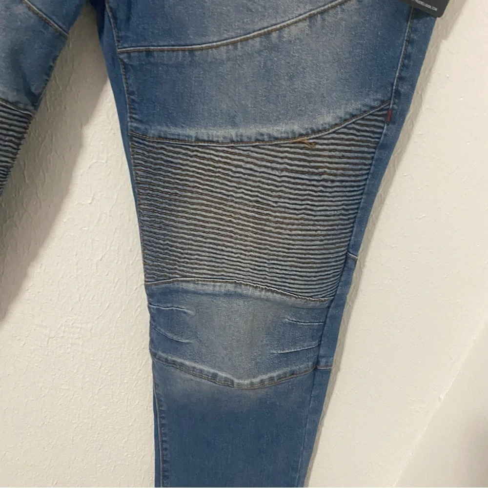 True Religion Rocco Moto Relaxed Skinny Jeans Med Sunkiss Wash W36 x L32 NWT